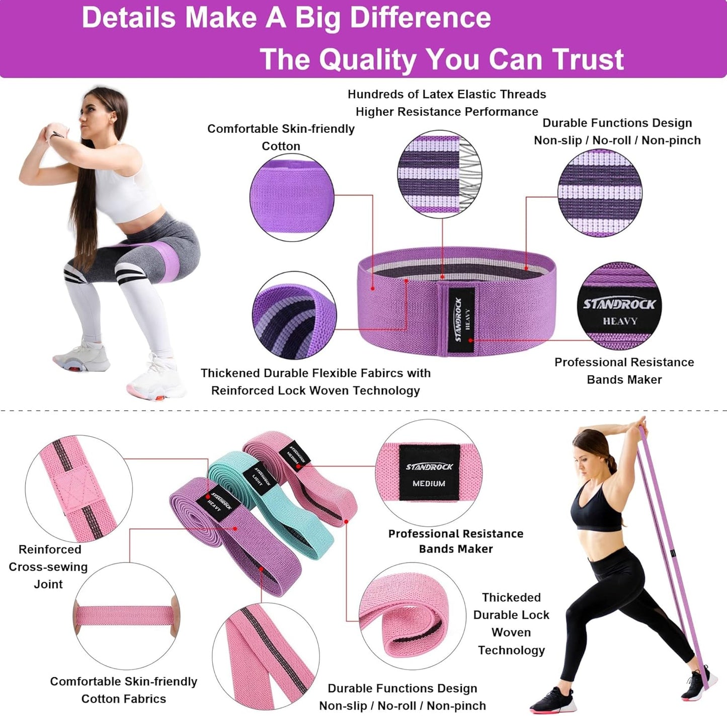 Transform Your Workout with Our Versatile Fabric Resistance Bands - 6-Piece Set for Ultimate Strength Training and Fitness