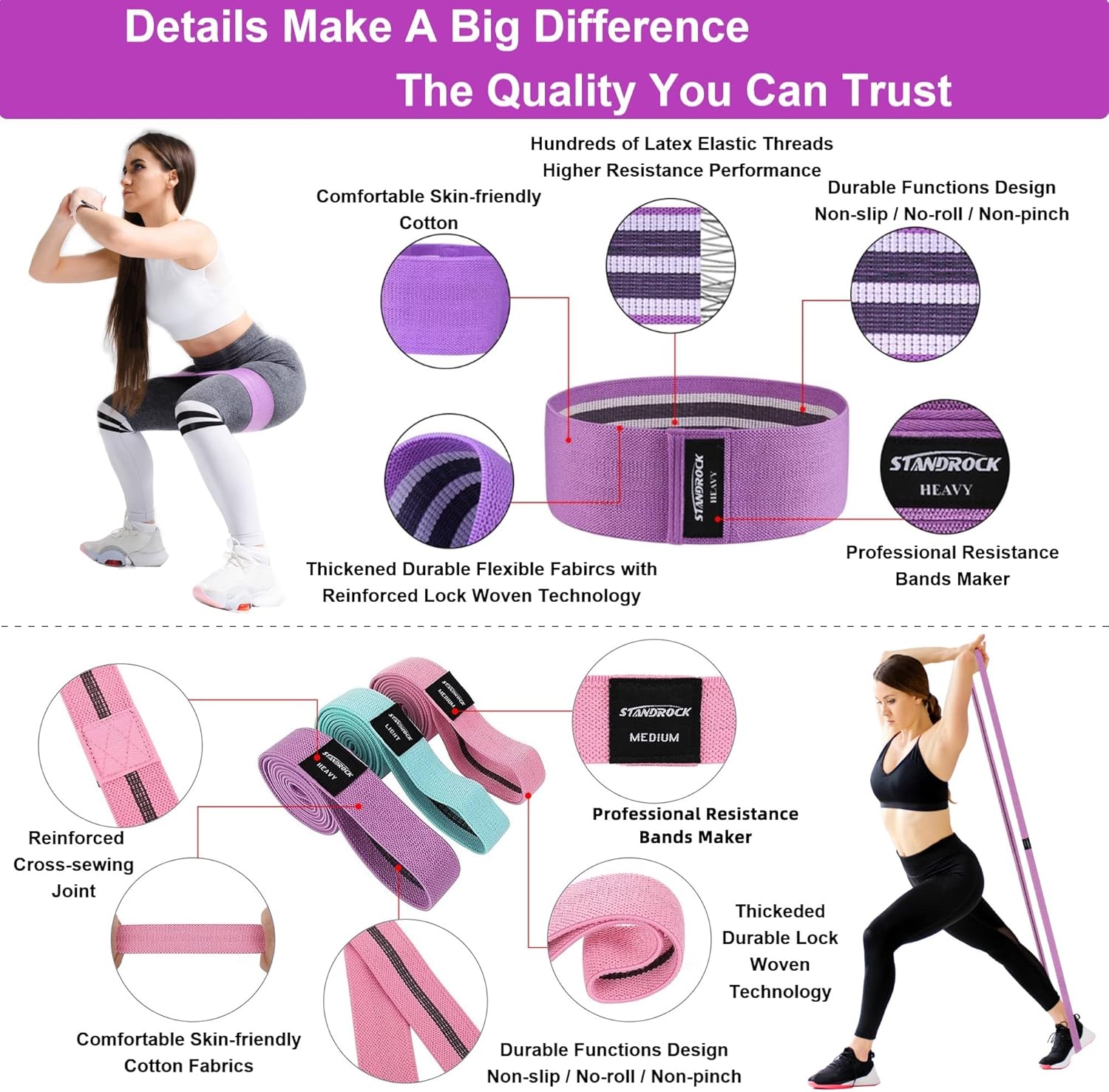 Transform Your Workout with Our Versatile Fabric Resistance Bands - 6-Piece Set for Ultimate Strength Training and Fitness