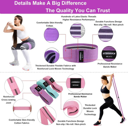 Transform Your Workout with Our Versatile Fabric Resistance Bands - 6-Piece Set for Ultimate Strength Training and Fitness