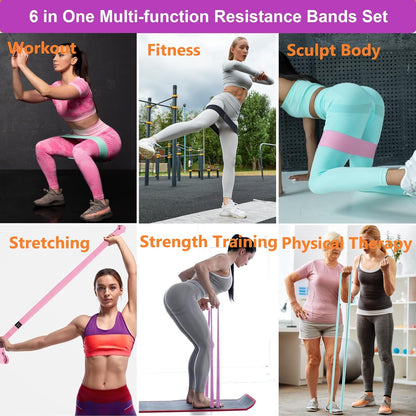 Transform Your Workout with Our Versatile Fabric Resistance Bands - 6-Piece Set for Ultimate Strength Training and Fitness