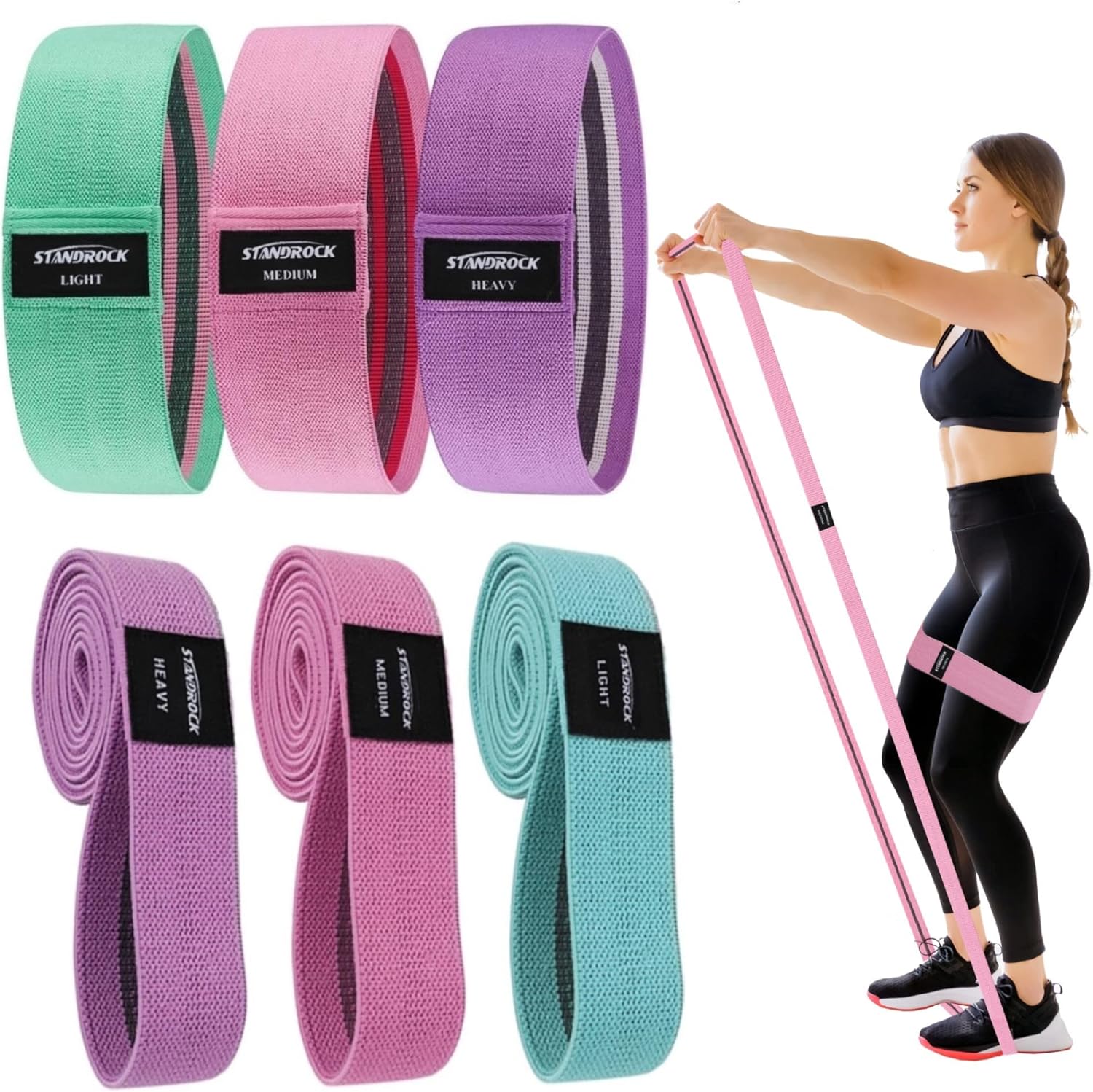 Transform Your Workout with Our Versatile Fabric Resistance Bands - 6-Piece Set for Ultimate Strength Training and Fitness