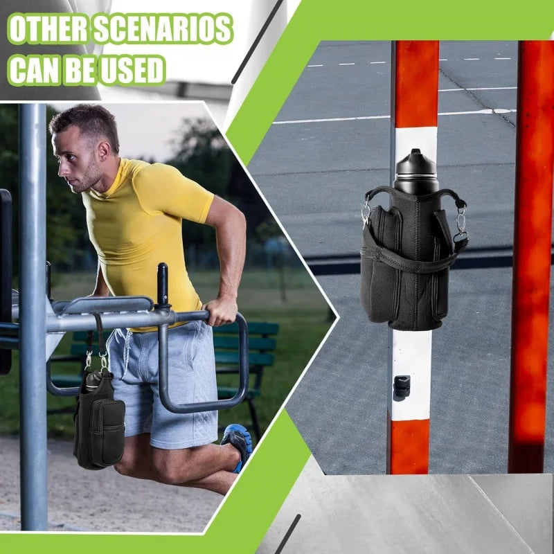 Revolutionary Magnetic Water Bottle Holder - Your Ultimate Gym Companion with Phone Pocket and Adjustable Strap